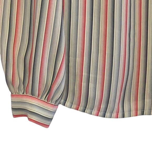 Vintage Lady Arrow Size 8 Made in Korea Striped Button High Collar Blouse - Picture 5 of 10